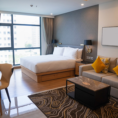 Affordable yet stylish hotel room
